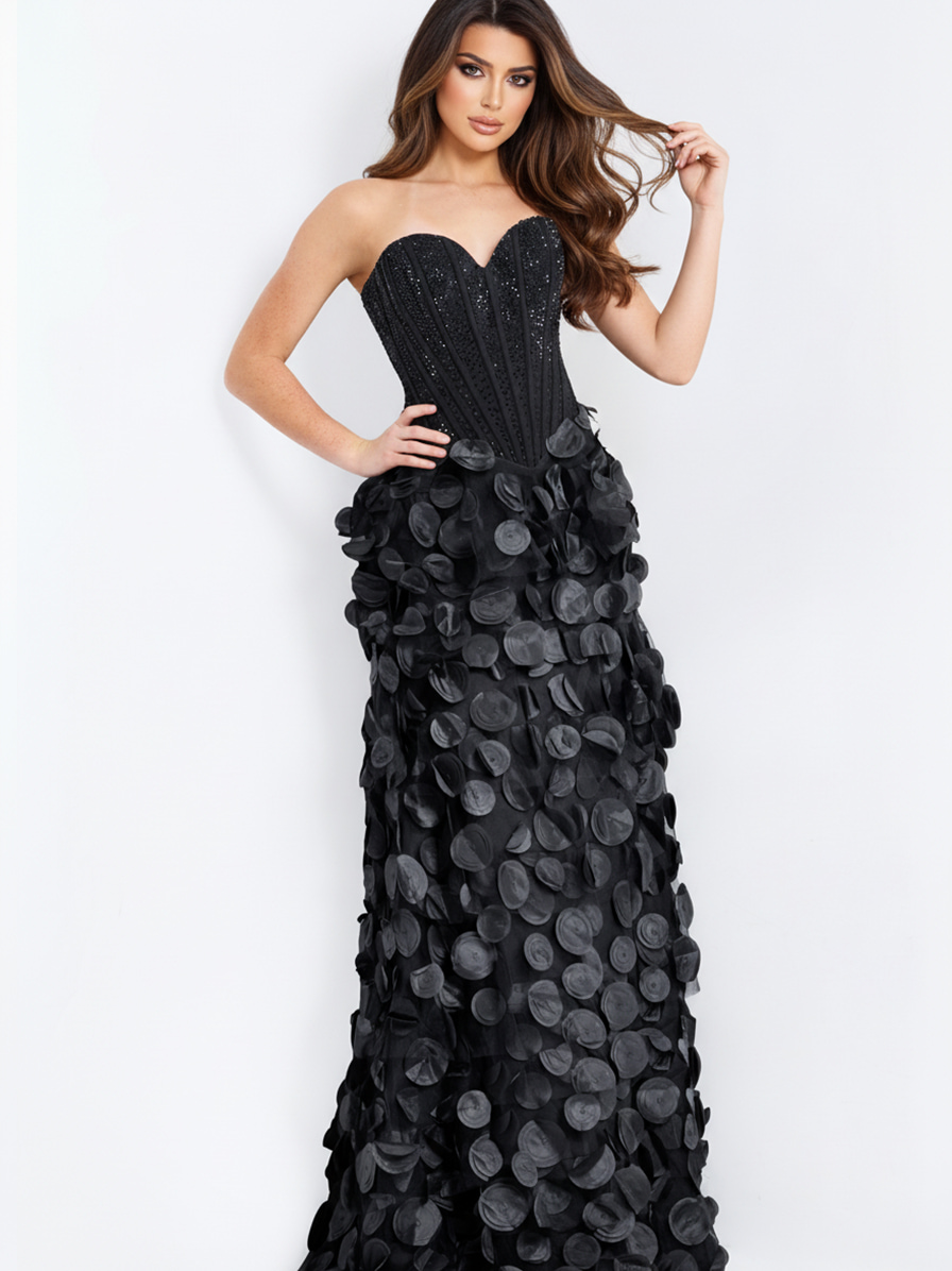 Strapless Corset Gown with 3D Petal Skirt 49384 - Image 10