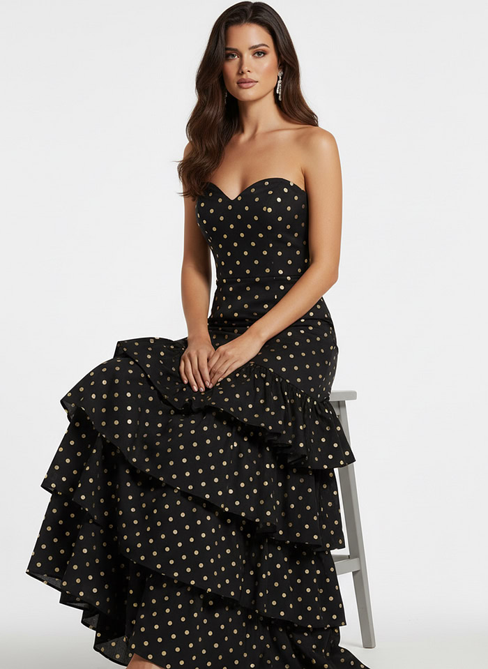sweetheart neckline layered skirt dress 49419
