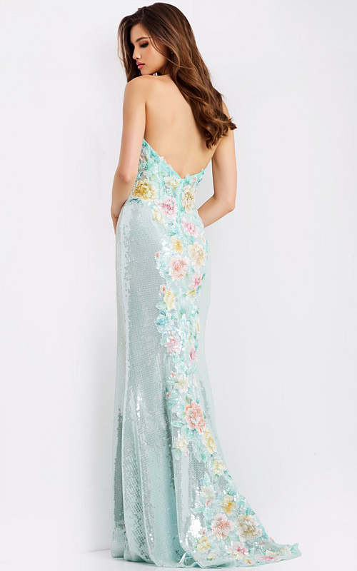 back of sequin floral dress