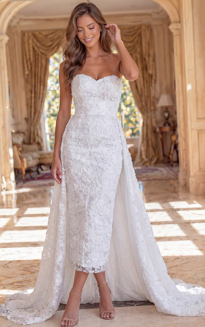 elegant evening gown rear view with zipper closure and sleek finish