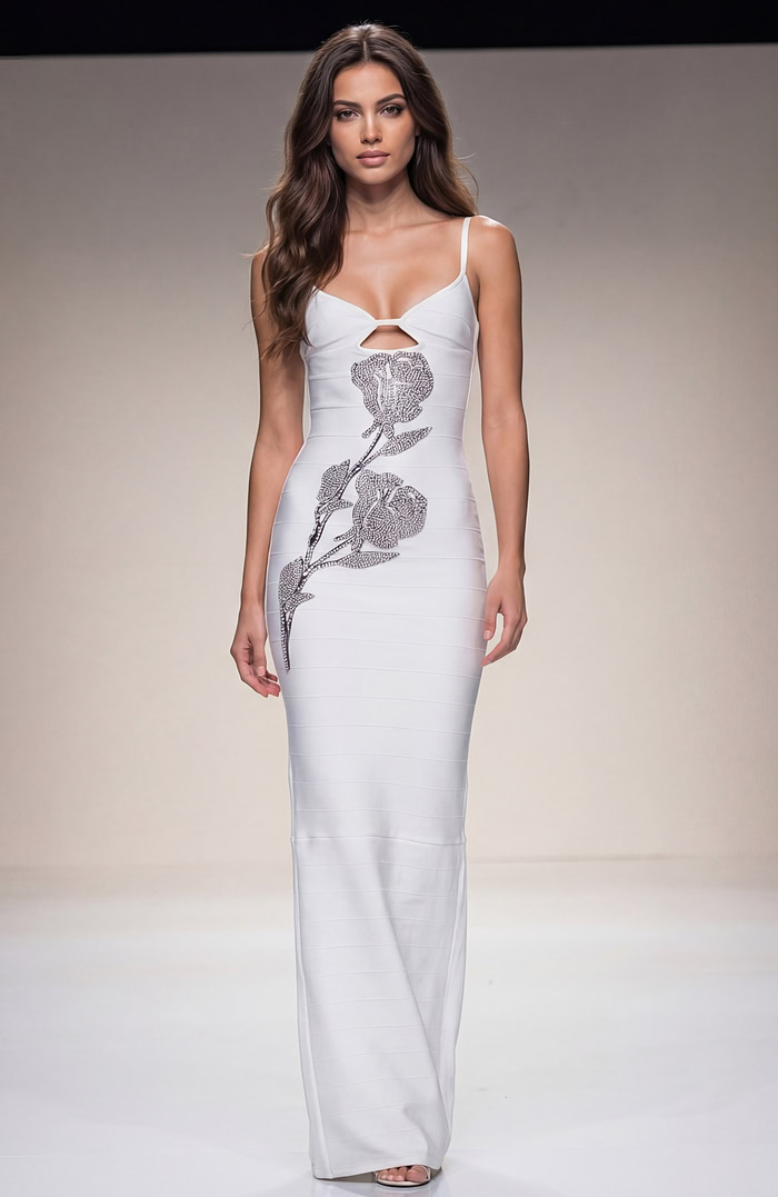 white embellished dress 50236
