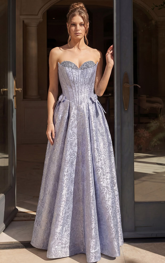 fitted sequin prom dress front view with spaghetti straps and deep v neckline