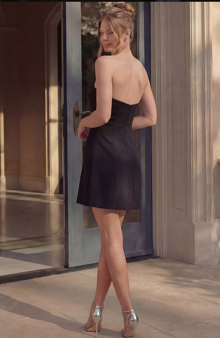 elegant evening gown rear view with zipper closure and clean lines