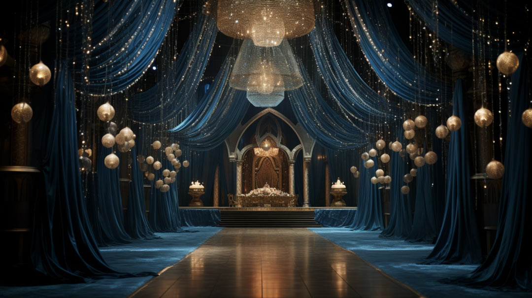Classic and timeless prom theme decorations in an elegant ballroom