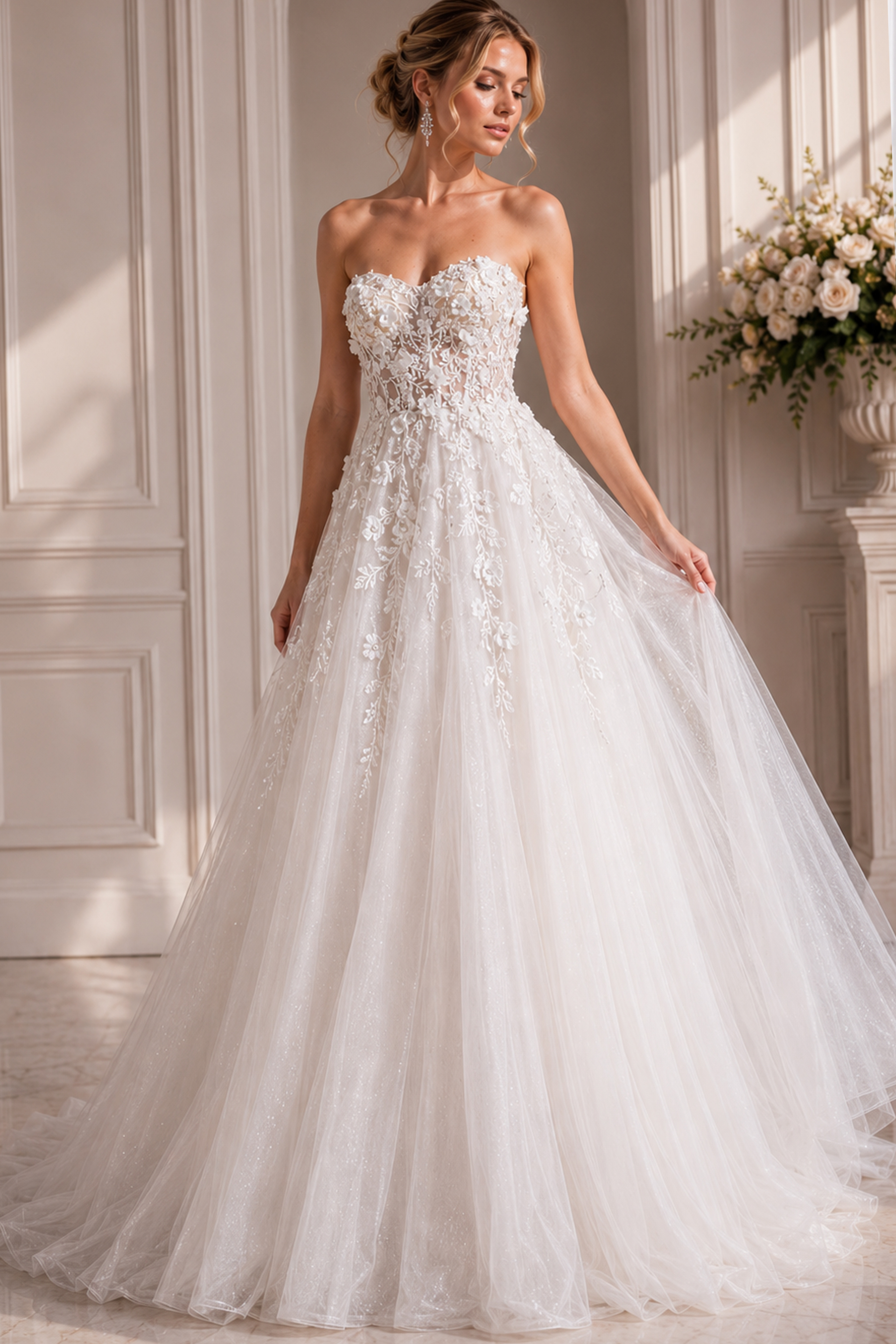strapless a line tulle bridal gown JB39160