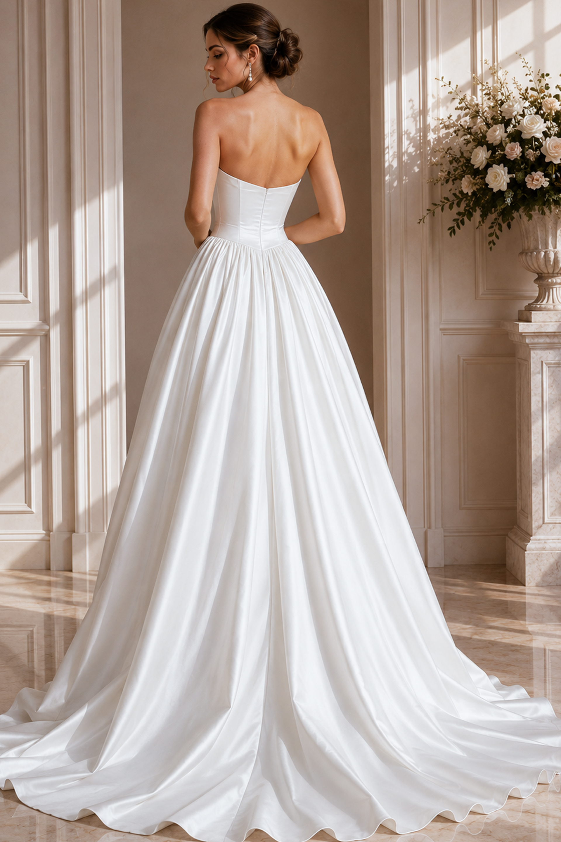 back of simple a line bridal gown JB39250