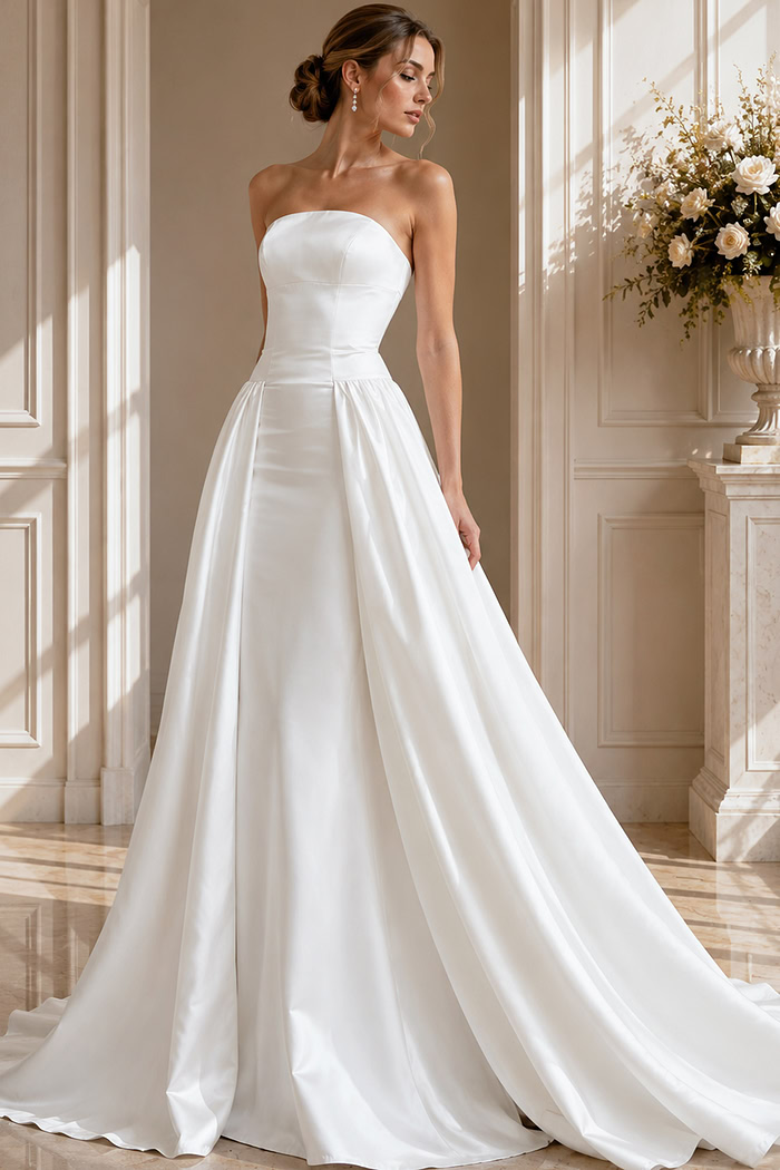 strapless aline white dress JB39250