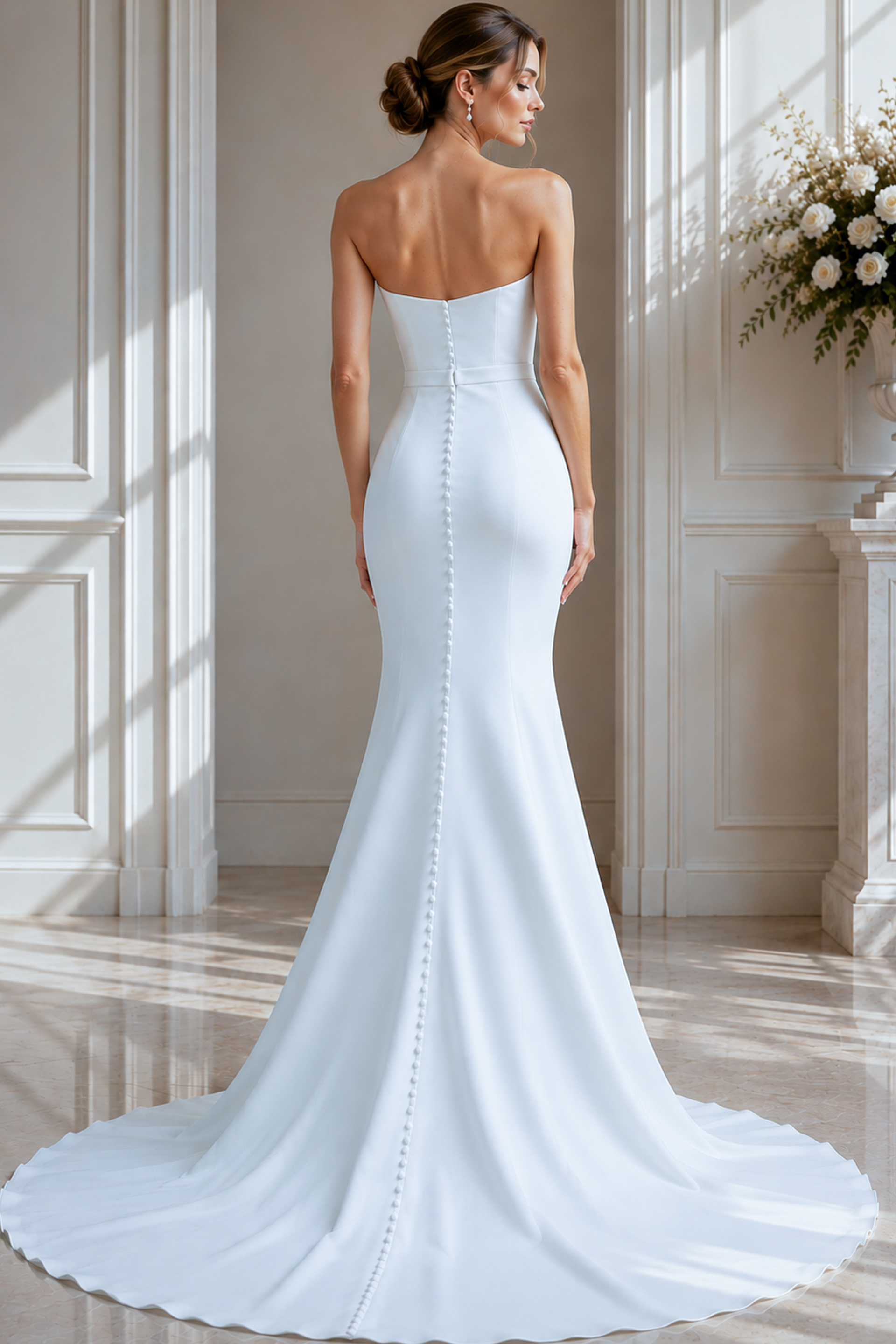 mermaid strapless dress with back button JB40597