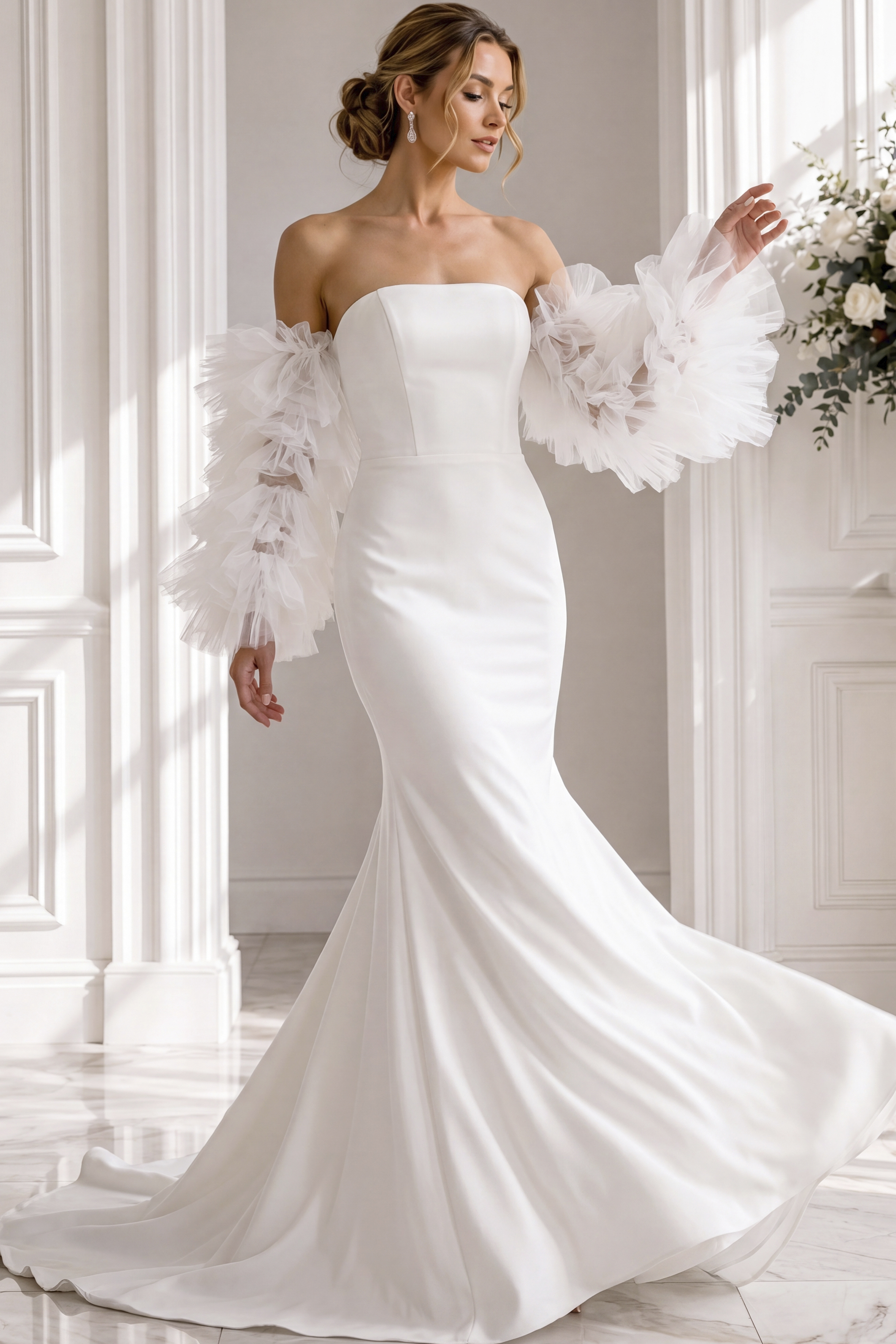 JB40601 Fitted Puffy Sleeve Dress - Image 7