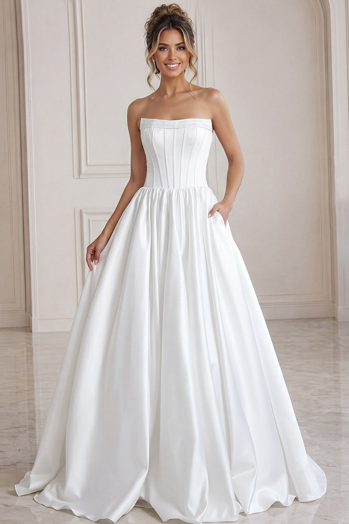 ivory floral lace A-line wedding dress with strapless sweetheart neckline and glitter tulle skirt, front view, Jovani Bridal style JB40784