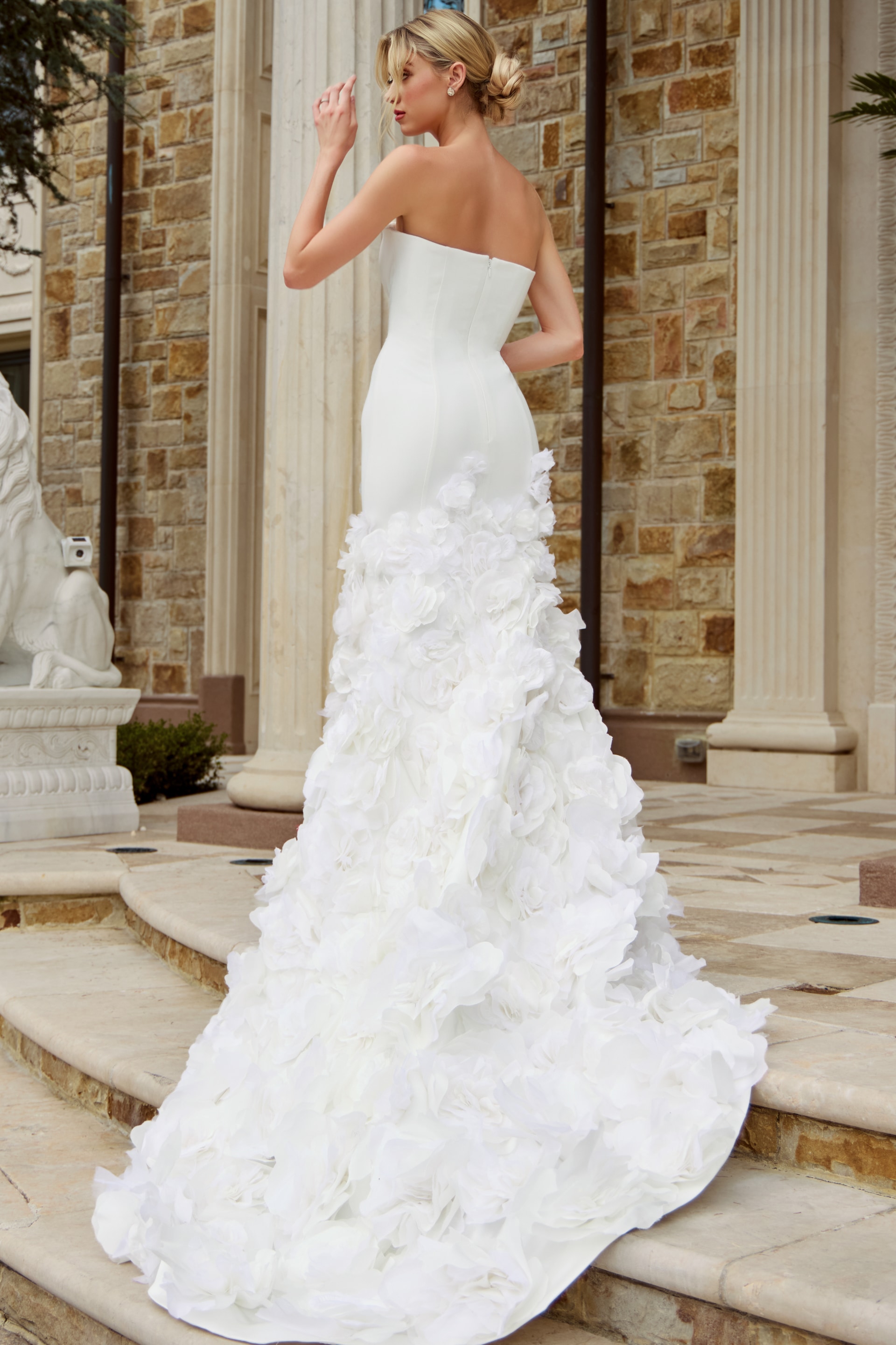 Strapless Mermaid Wedding Dress with 3D Floral Train JB45120 - Image 7