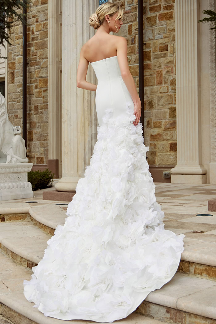 Strapless Mermaid Wedding Dress with 3D Floral Train JB45120