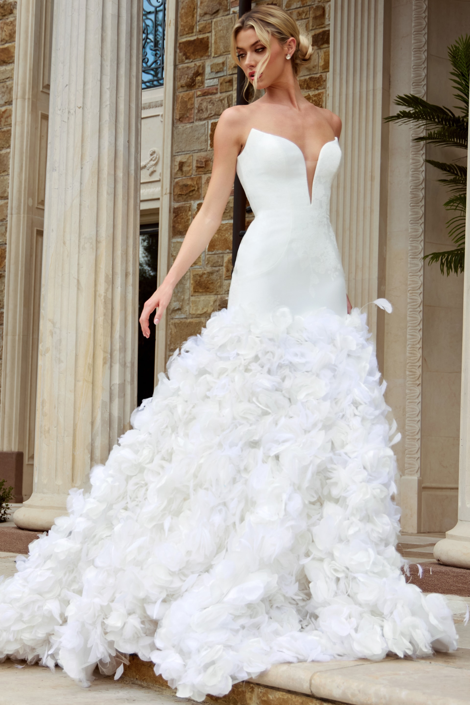 v neckline mermaid strapless dress JB45121