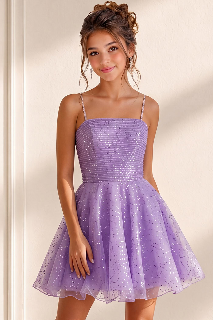 lavender sequin bodice girls dress with glitter tulle a line skirt