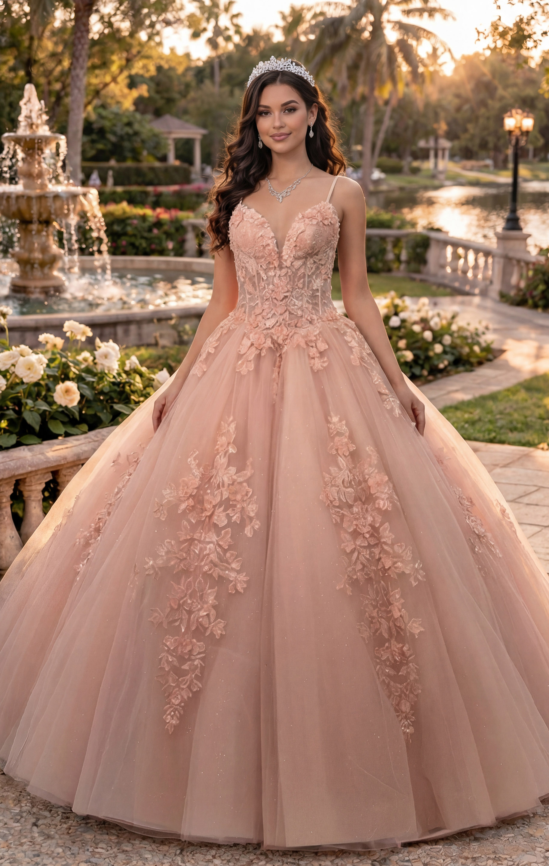 Lace-up back blush gown