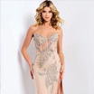 Embellished nude and silver corset dress