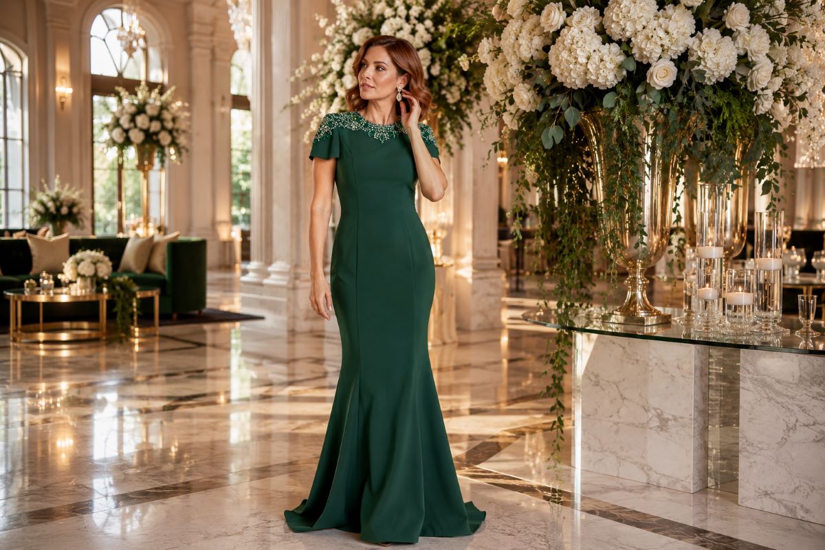 Emerald mother of bat mitzvah formal gown