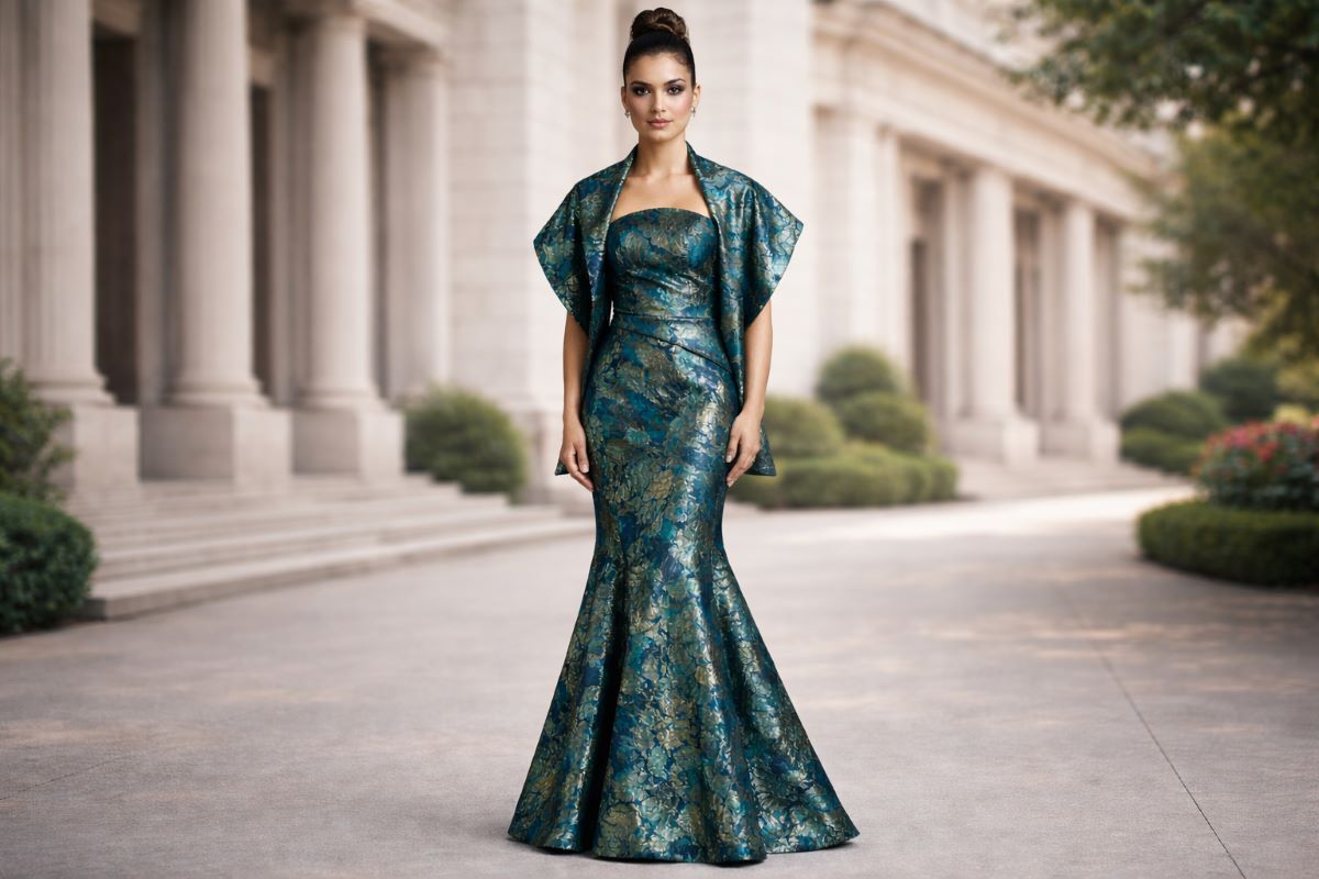 Mermaid silhouette evening dress proportion