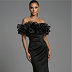 Off the shoulder ruffled black dress