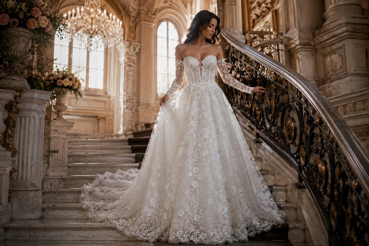 Long sleeve lace wedding dress elegance