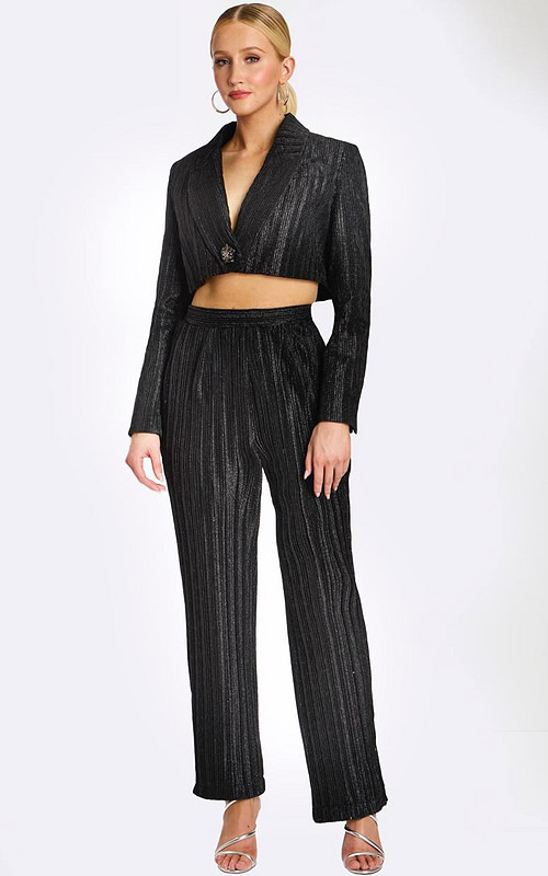 Cropped Glitter Pinstripe Pantsuit 46333