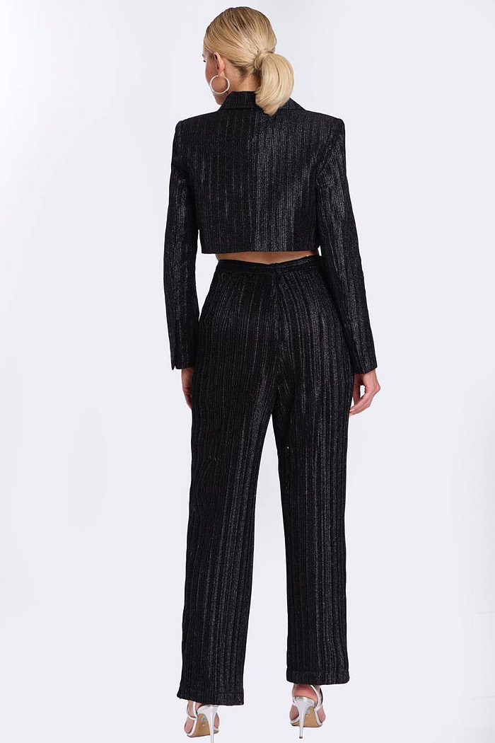 Cropped Glitter Pinstripe Pantsuit 46333
